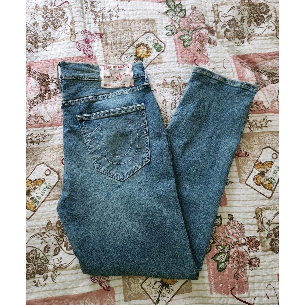 True Religion GENO Men's Relaxed Slim Blue Jeans Pants‎ Pockets Size 33×32